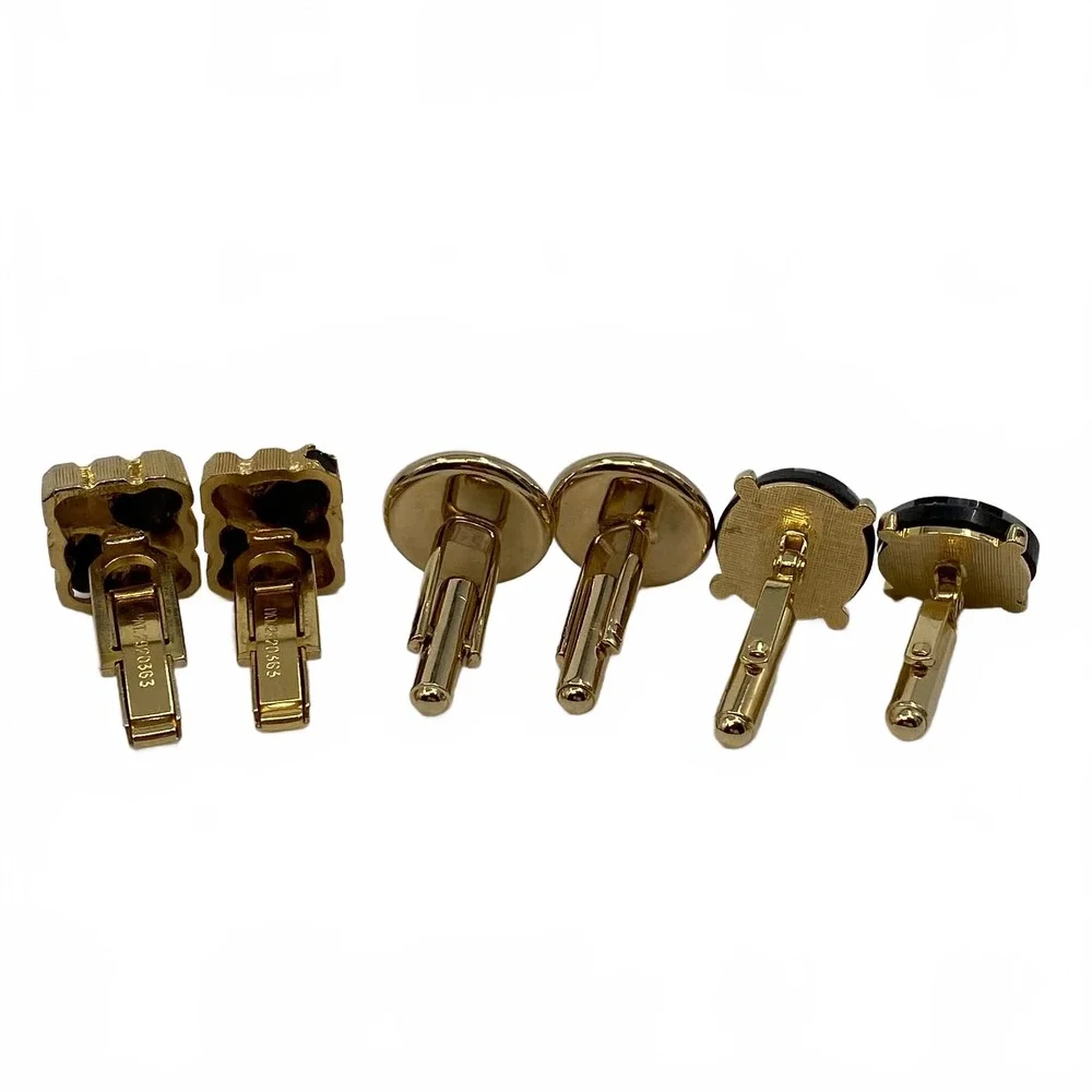 Vintage Gold & Black Cuff Links Set | Dress Shirt Formal Accessories OS